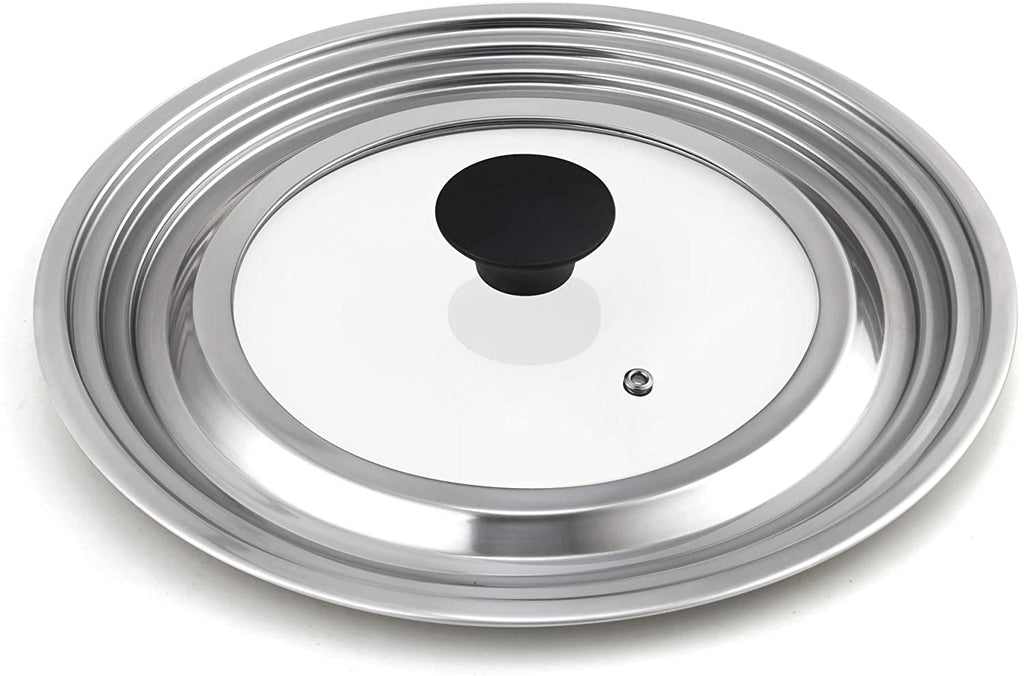 Cook N Home Stainless Steel with Glass Center Universal Lid fits 8, 10. 25, 11, & 12"
