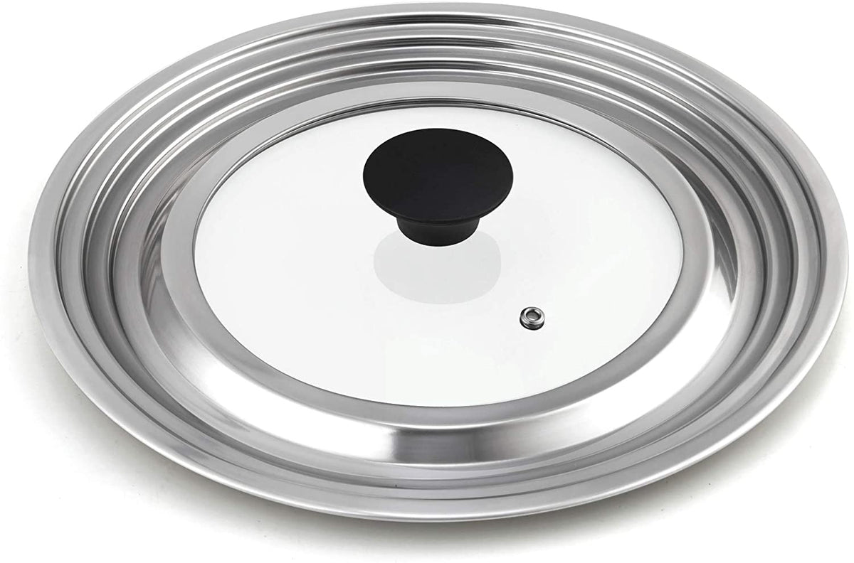 Cook N Home Stainless Steel with Glass Center Universal Lid fits 8, 10. 25, 11, & 12"