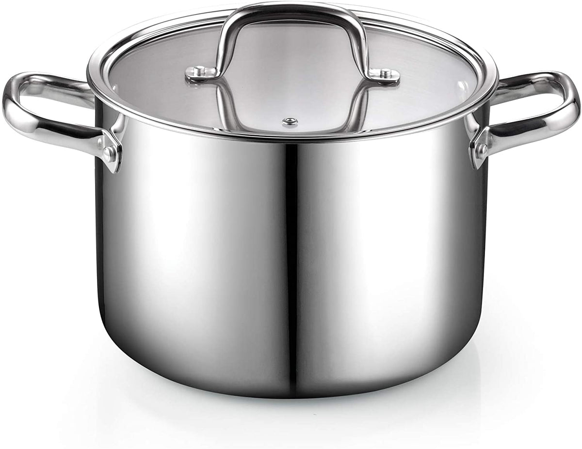 Cook N Home Tri-Ply Clad Stainless Steel Pots and Pans Cookware Set , with Saucepan, Fry Pan, Stockpot