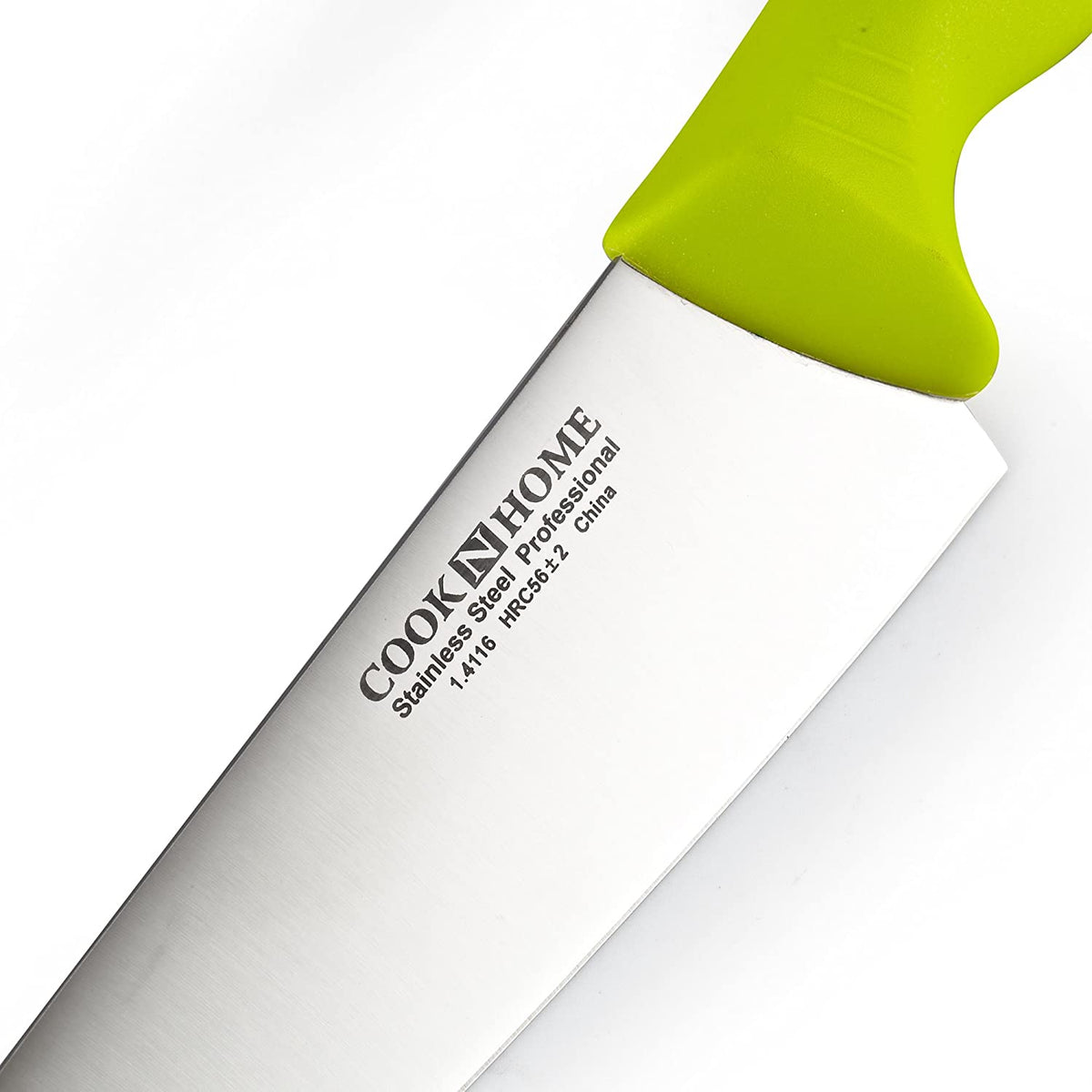Cook N Home Chef's Knife Multi-Purpose 8-Inch, Straight Edge High Carbon German Stainless Steel Sharp Kitchen Knife, Ergonomic Handle, Green