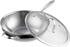 Cooks Standard 12-Inch Multi-Ply Clad Stainless Steel Wok with Glass Lid