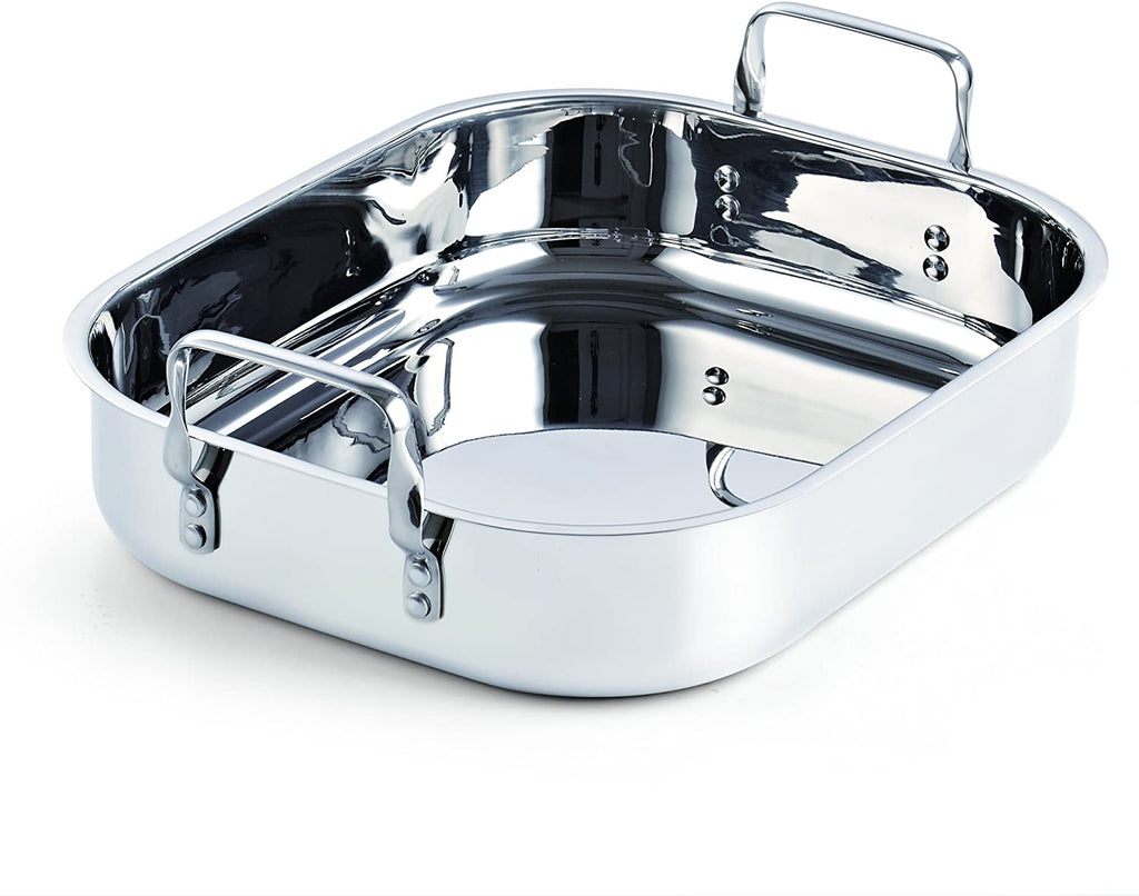 Cooks Standard 16-Inch Stainless Steel Roaster Pan with V-Rack, 12-Quart, Oven Safe