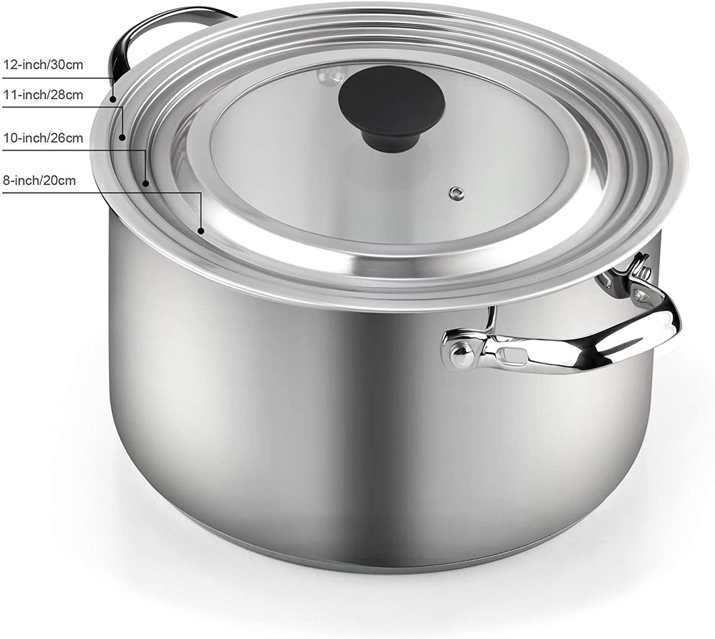 Cook N Home Stainless Steel with Glass Center Universal Lid fits 8, 10. 25, 11, & 12"