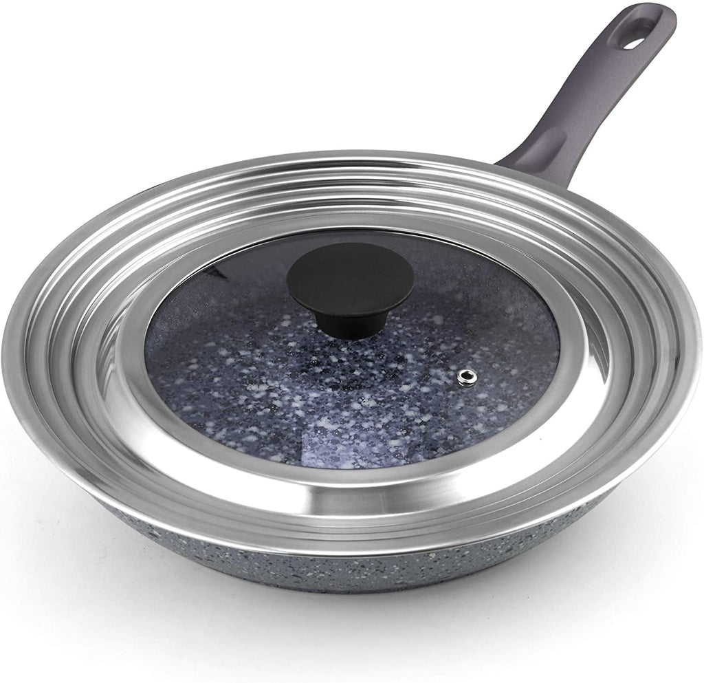 Cook N Home Stainless Steel with Glass Center Universal Lid fits 8, 10. 25, 11, & 12"