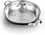 Cooks Standard 12-Inch Stainless Steel Wok Stir Fry Pan with Glass Lid