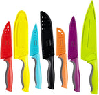 Cook N Home 14-Piece Carbon Stainless Steel Knife Set with 7 Sheaths, Color Coded, Multicolor