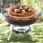 Cook N Home 02661 Pizza Grilling Baking Stone with Scraper, 14-Inch Round Heavy Duty Cordierite Bread Stone for Oven and Grill, Thermal Shock Resistant Ideal for Baking Golden Crisp Crust Pizza