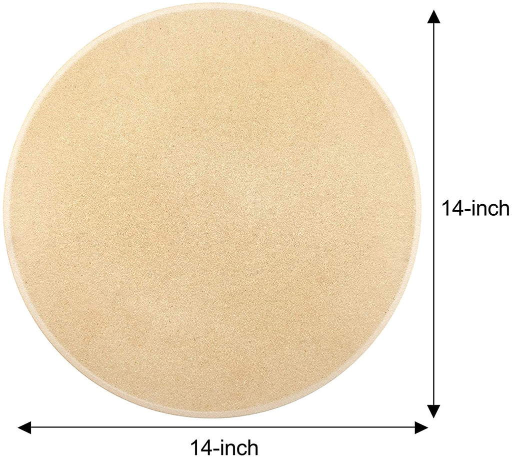 Cook N Home 02661 Pizza Grilling Baking Stone with Scraper, 14-Inch Round Heavy Duty Cordierite Bread Stone for Oven and Grill, Thermal Shock Resistant Ideal for Baking Golden Crisp Crust Pizza
