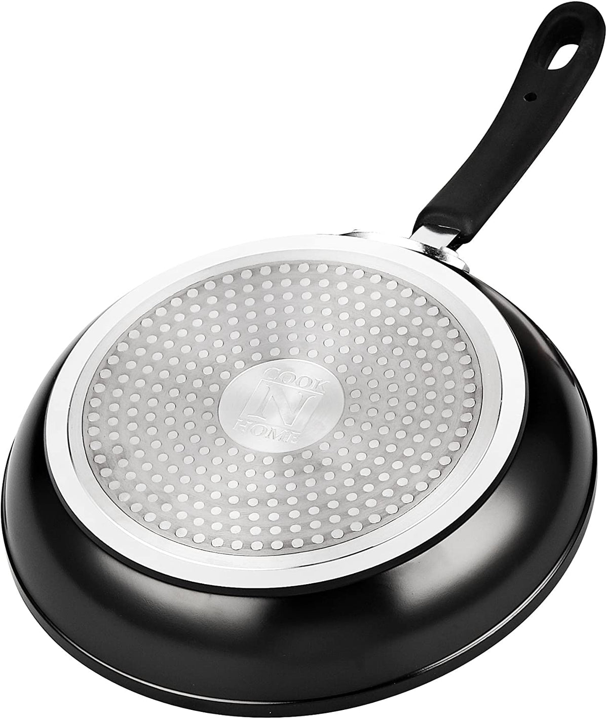 Cook N Home 3-Piece set Saute Pan with Non-Stick Coating Induction Compatible Bottom, Black, Large