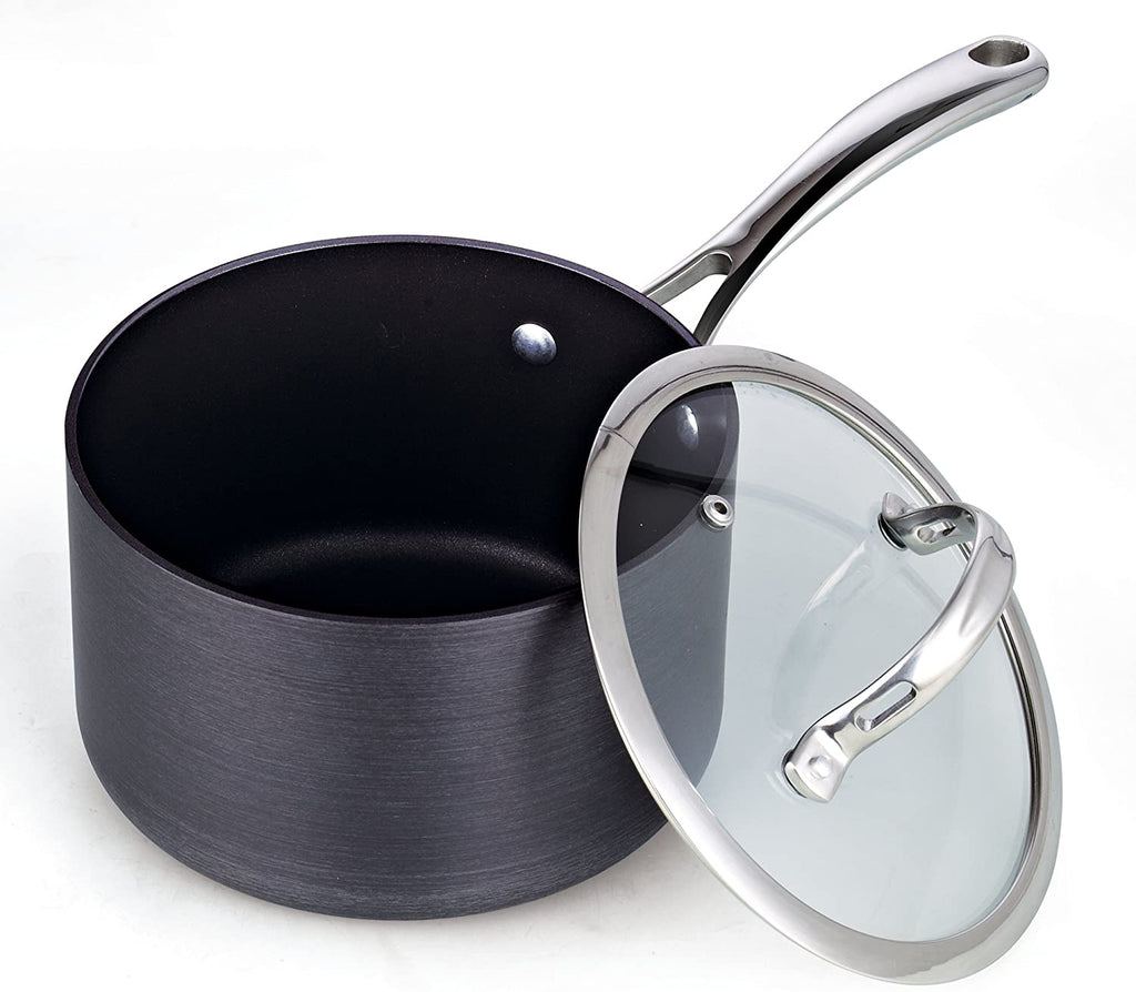 Cooks Standard 1-Quart Hard Anodized Nonstick Saucepan with Glass Lid