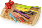 Cook N Home 14-Piece Carbon Stainless Steel Knife Set with 7 Sheaths, Color Coded, Multicolor