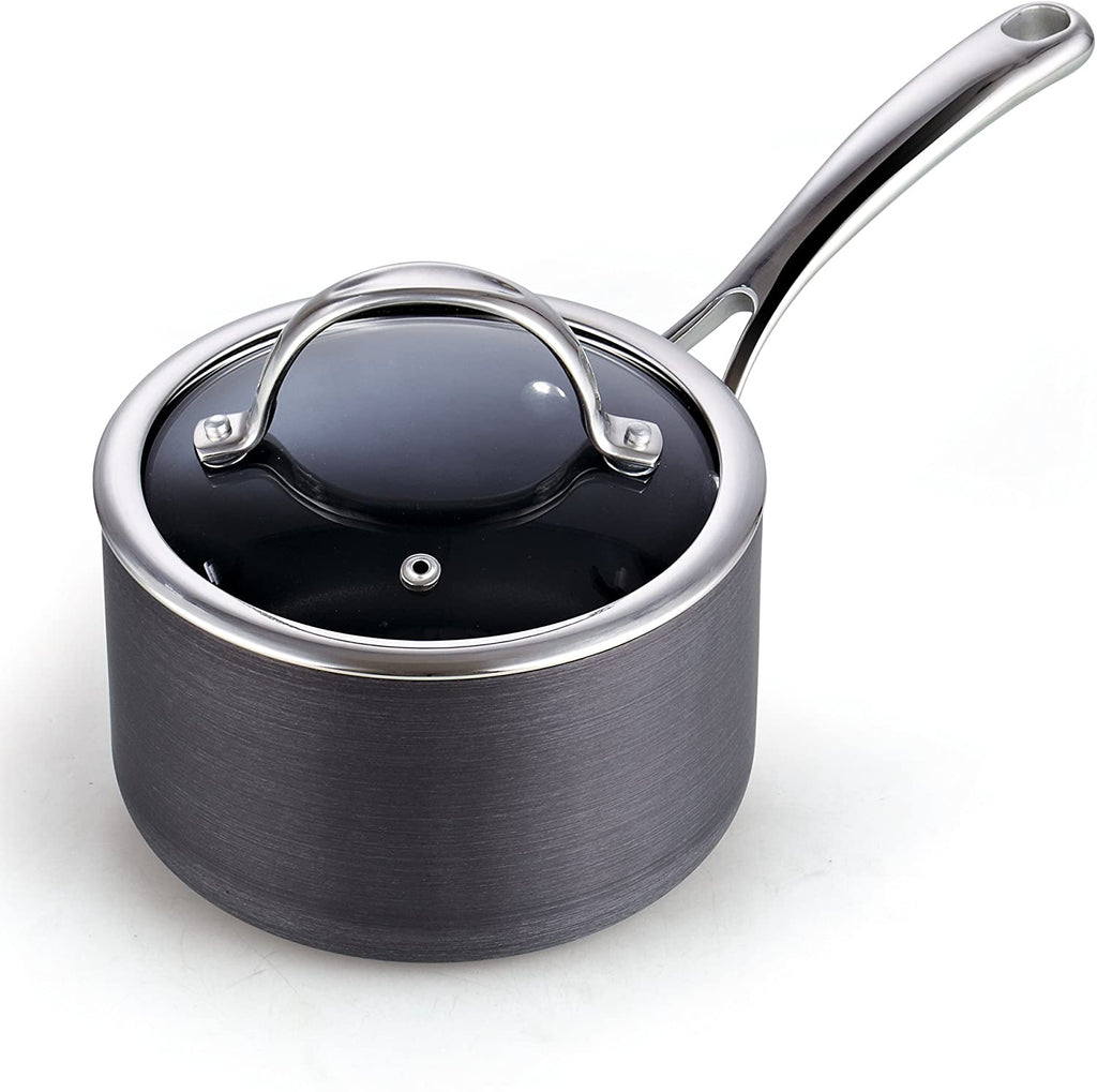 Cooks Standard 1-Quart Hard Anodized Nonstick Saucepan with Glass Lid