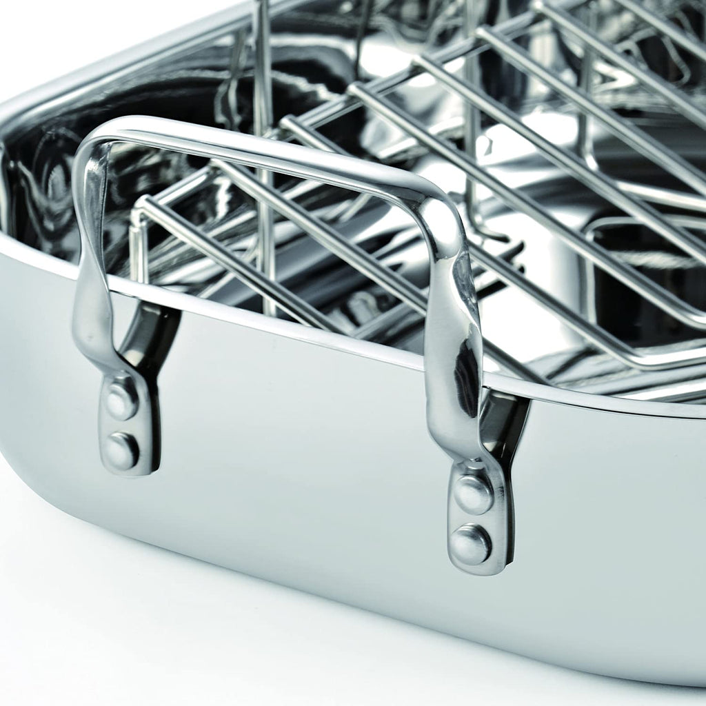 Cooks Standard 16-Inch Stainless Steel Roaster Pan with V-Rack, 12-Quart, Oven Safe