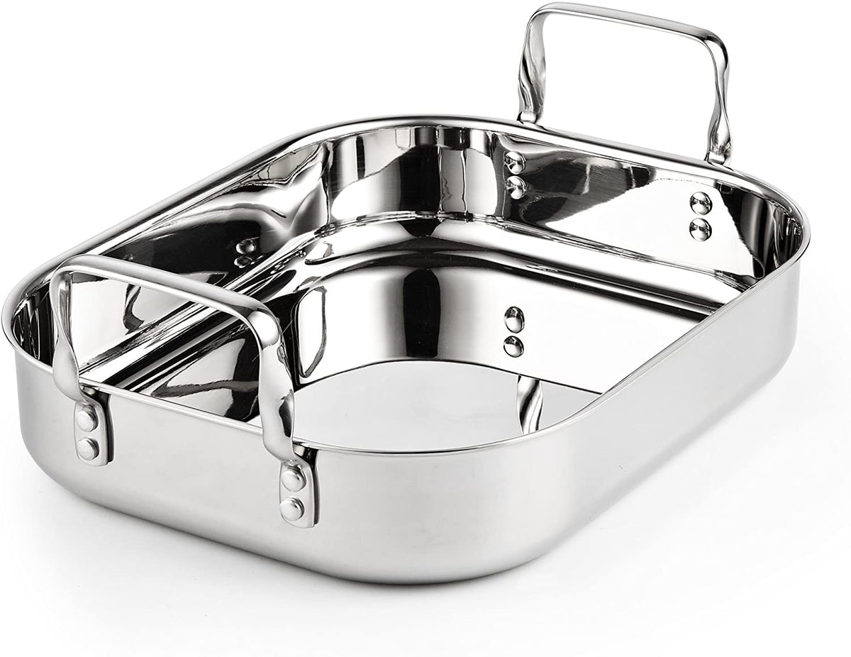 Cooks Standard 14 x 12 Inch Stainless Steel Roaster Pan with V-Shaped Rack