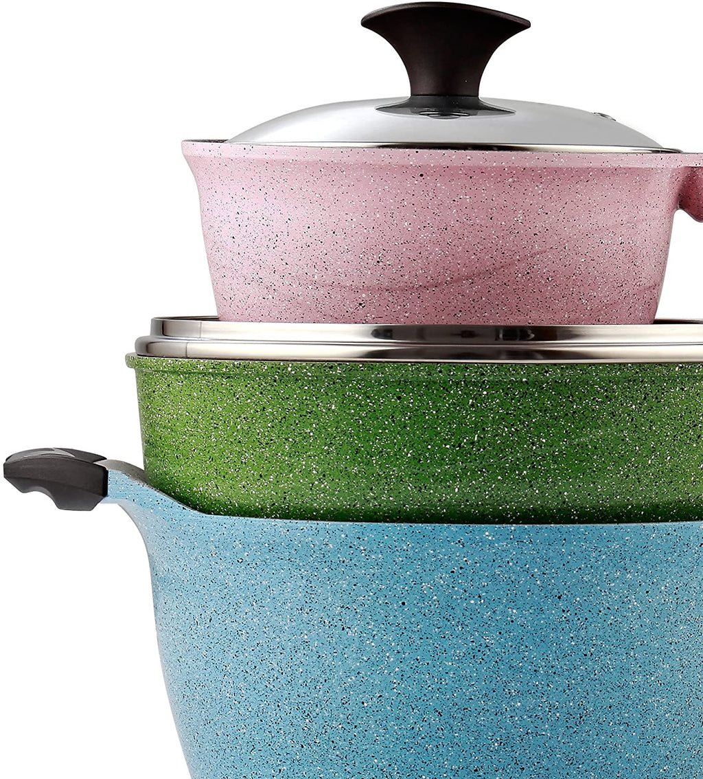 Cook N Home 6-Piece Nonstick Ceramic Coating Cookware Set, Multi Color Made in Korea